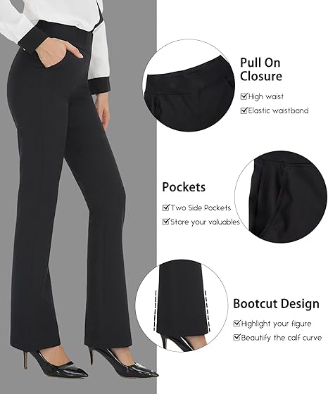 Women's high-waisted business pants in small size / regular size / high boot style set with yoga, work and casual pants pockets