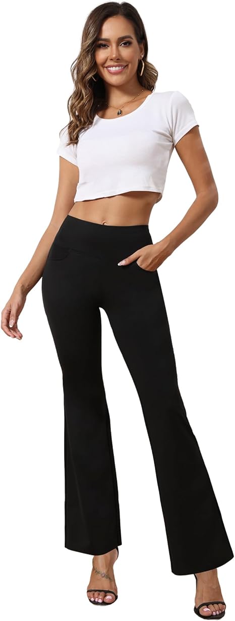 Women's high-waisted business pants in small size / regular size / high boot style set with yoga, work and casual pants pockets