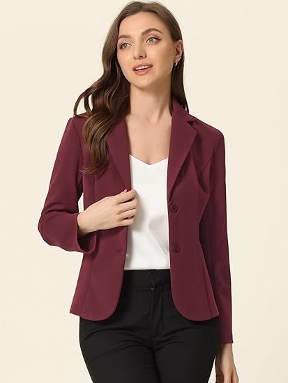 Women's office-style stretchable collar long-sleeved blazer for jackets