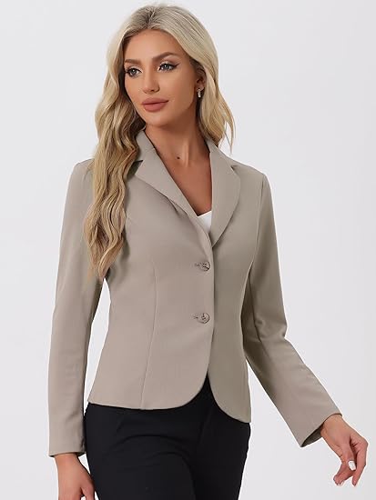 Women's office-style stretchable collar long-sleeved blazer for jackets