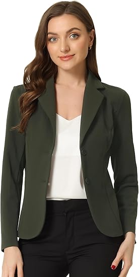 Women's office-style stretchable collar long-sleeved blazer for jackets