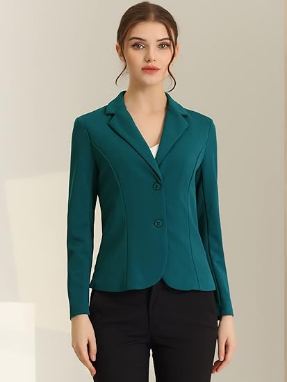 Women's office-style stretchable collar long-sleeved blazer for jackets