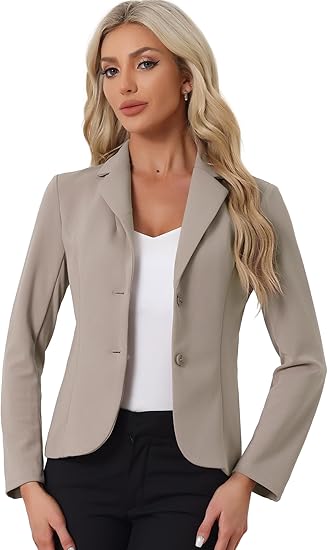 Women's office-style stretchable collar long-sleeved blazer for jackets