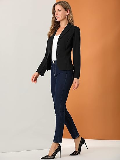 Women's office-style stretchable collar long-sleeved blazer for jackets
