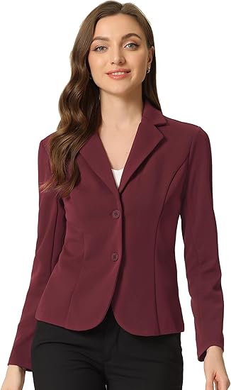 Women's office-style stretchable collar long-sleeved blazer for jackets