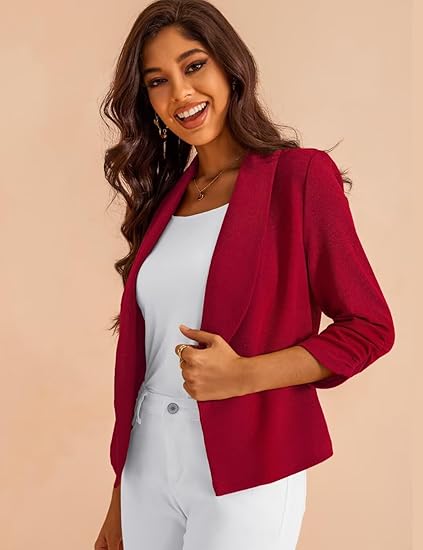Women's short-sleeved blazer with a front-buttoned design, lightweight cardigan jacket, suitable for both business and casual wear
