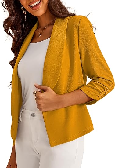 Women's short-sleeved blazer with a front-buttoned design, lightweight cardigan jacket, suitable for both business and casual wear